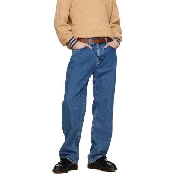 Nudie Jeans Tuff Tony Relaxed Baggy Jeans Men's 38x33 Wavy Blues 100% Cotton - Picture 1 of 16